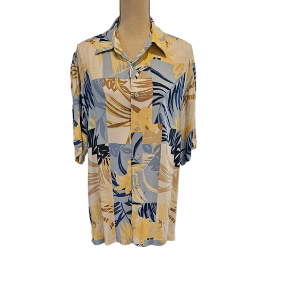 NWOT Cubavera Men's Palm Print Short Sleeve Button Down Shirt - Picture 1 of 4